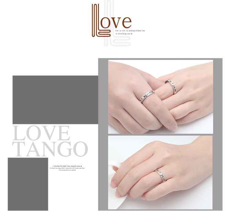 EterLove Couple Promise Rings - 40 Designs, Adjustable Silver