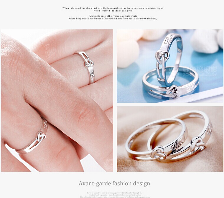 EterLove Couple Promise Rings - 40 Designs, Adjustable Silver