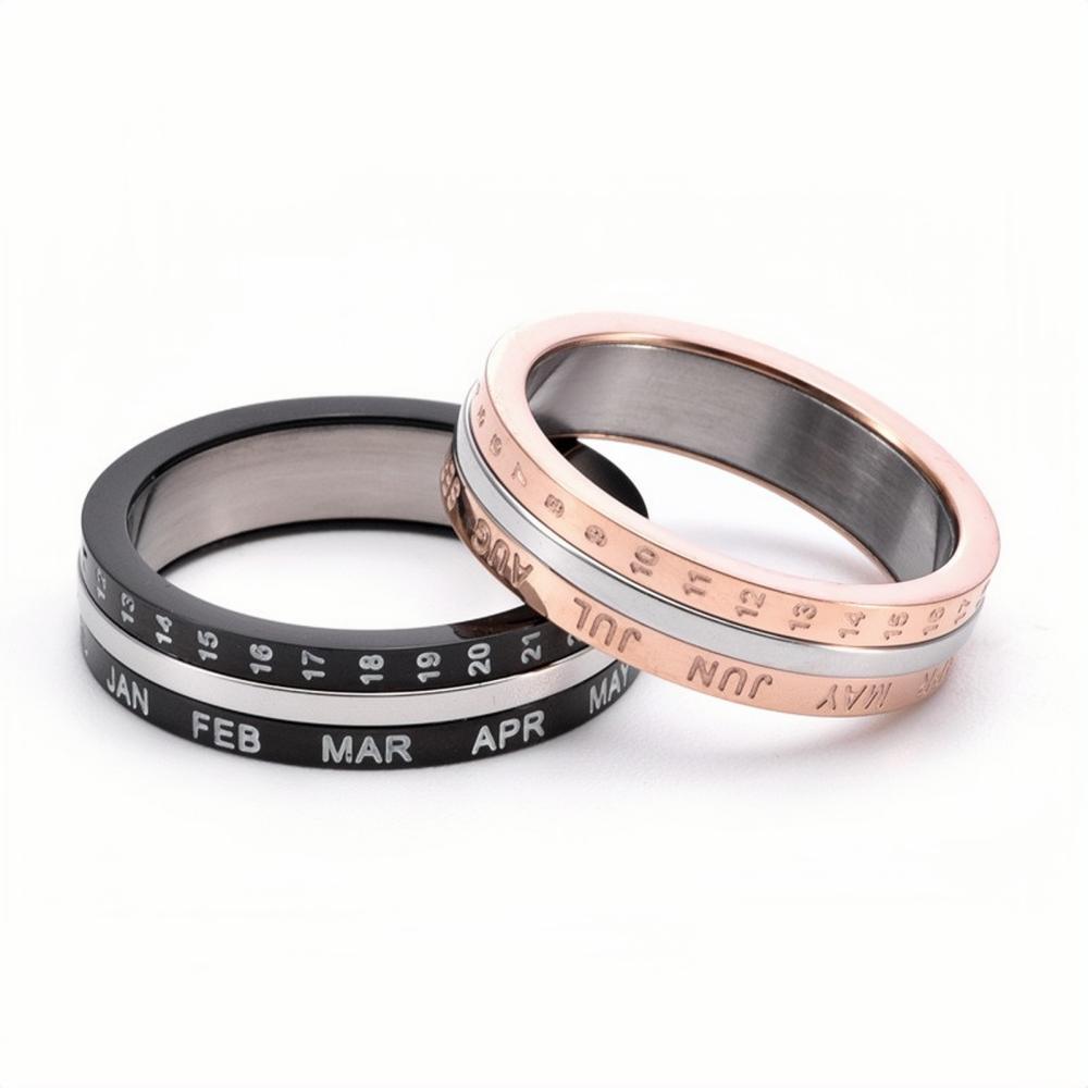 bimg_100_0 Rotatable Love You Every Day Promise Rings For Couples In Titanium