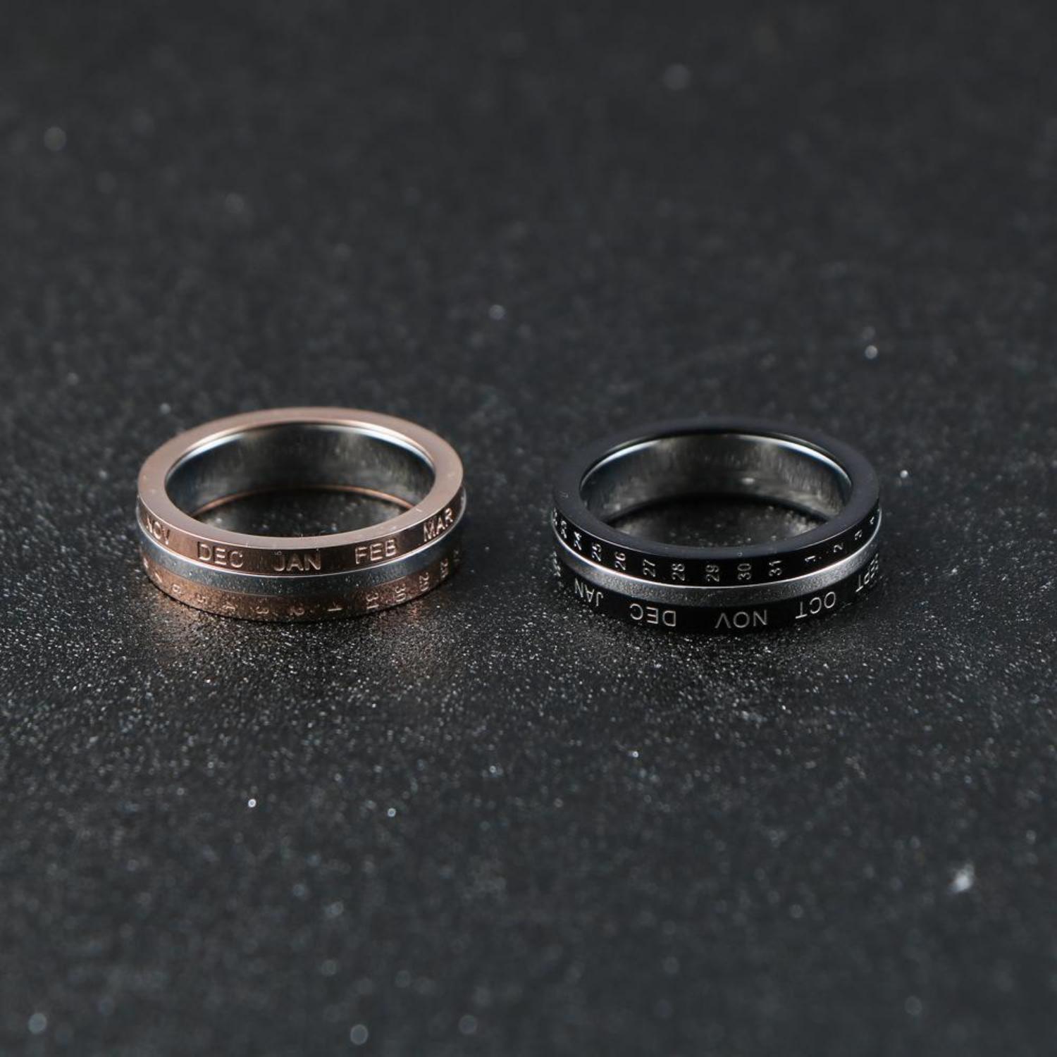 bimg_100_1 Rotatable Love You Every Day Promise Rings For Couples In Titanium