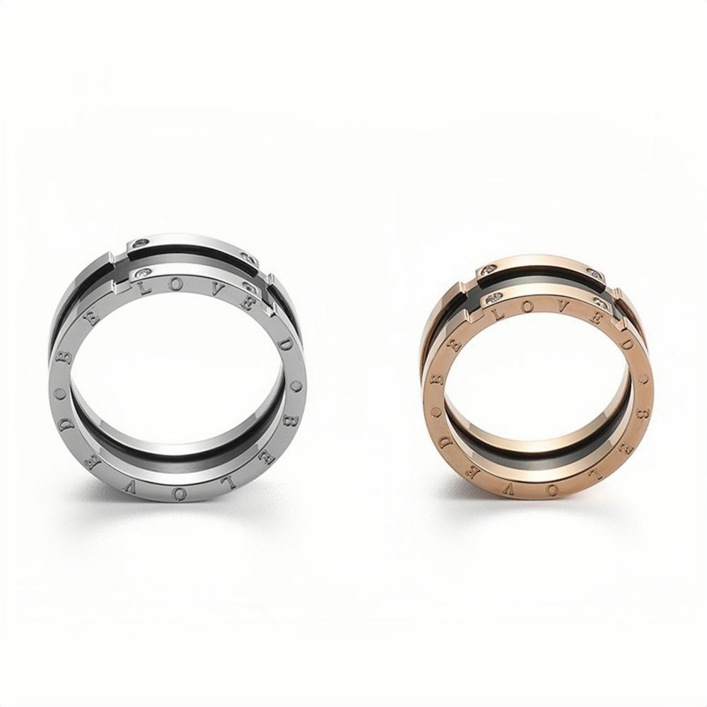 Engravable Be Loved Wide Rings For Couples In Titanium