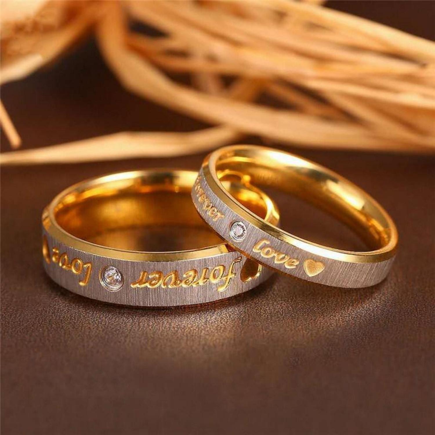 Unique Forever Love Promise Rings For Couples In Titanium