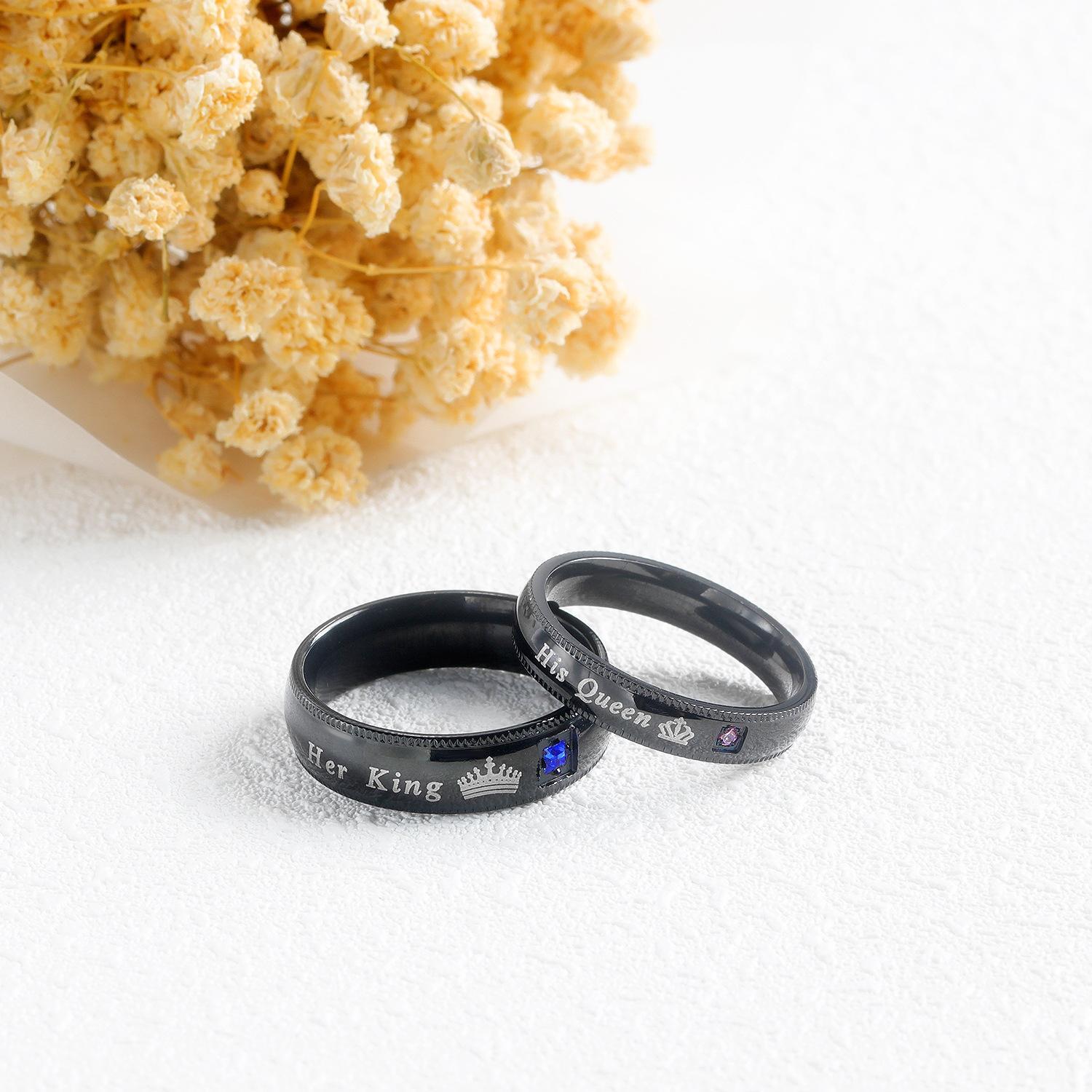 bimg_105_1 Black Her King His Queen Matching Promise Rings For Couples In Titanium