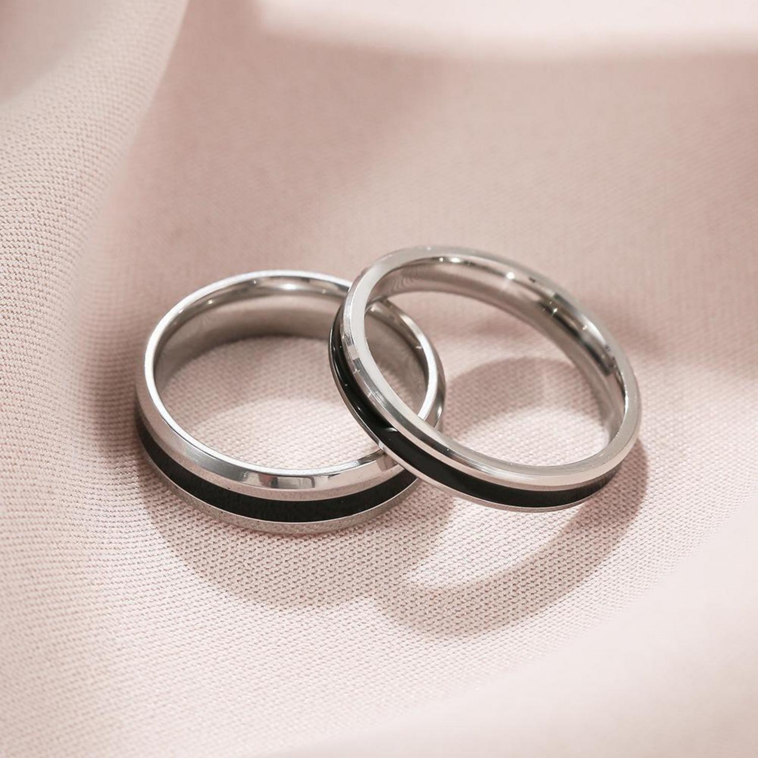 Engravable Simple Matching Rings For Couples In Titanium
