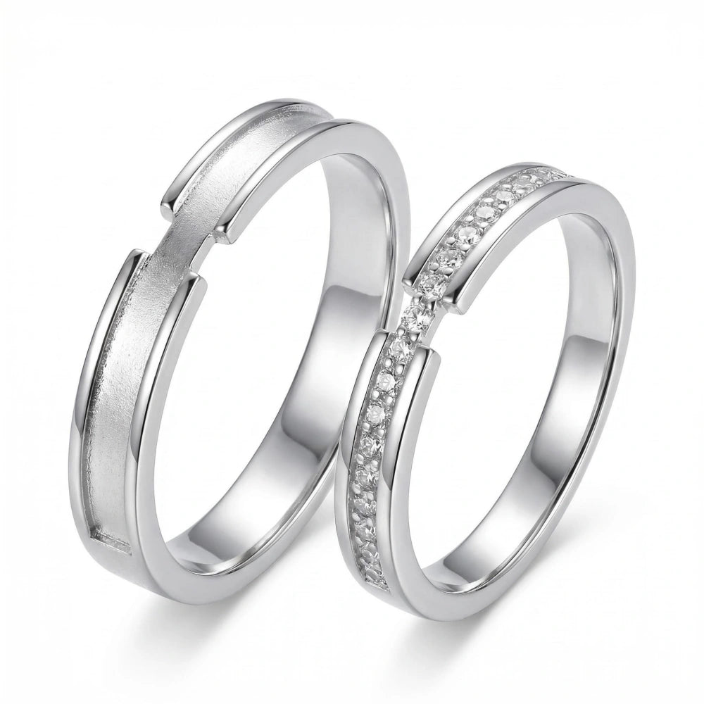 bimg_10_0 Engravable Sterling Silver Simple Knot Promise Rings For Couples