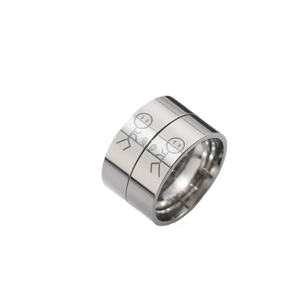 Cute His Always Her Forever Matching Heart Couple Rings In Titanium