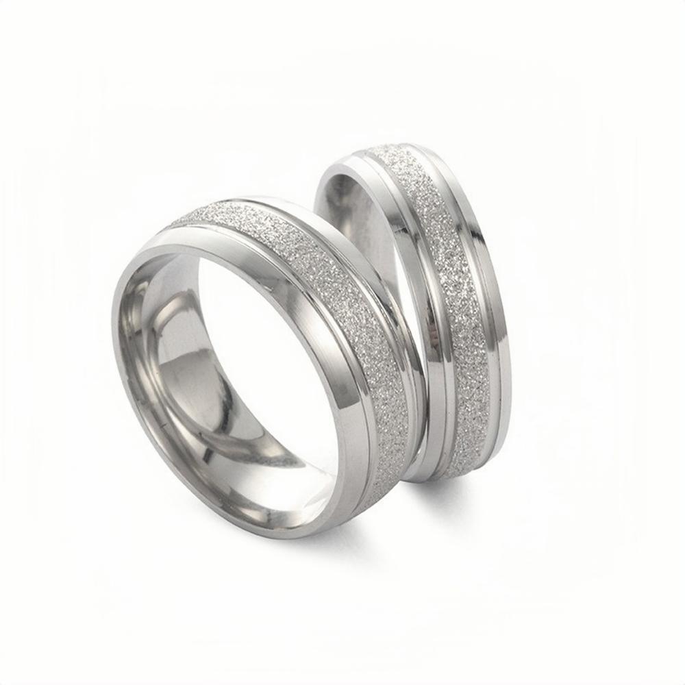 Engravable Simple Frosted Wide Rings For Couples In Titanium