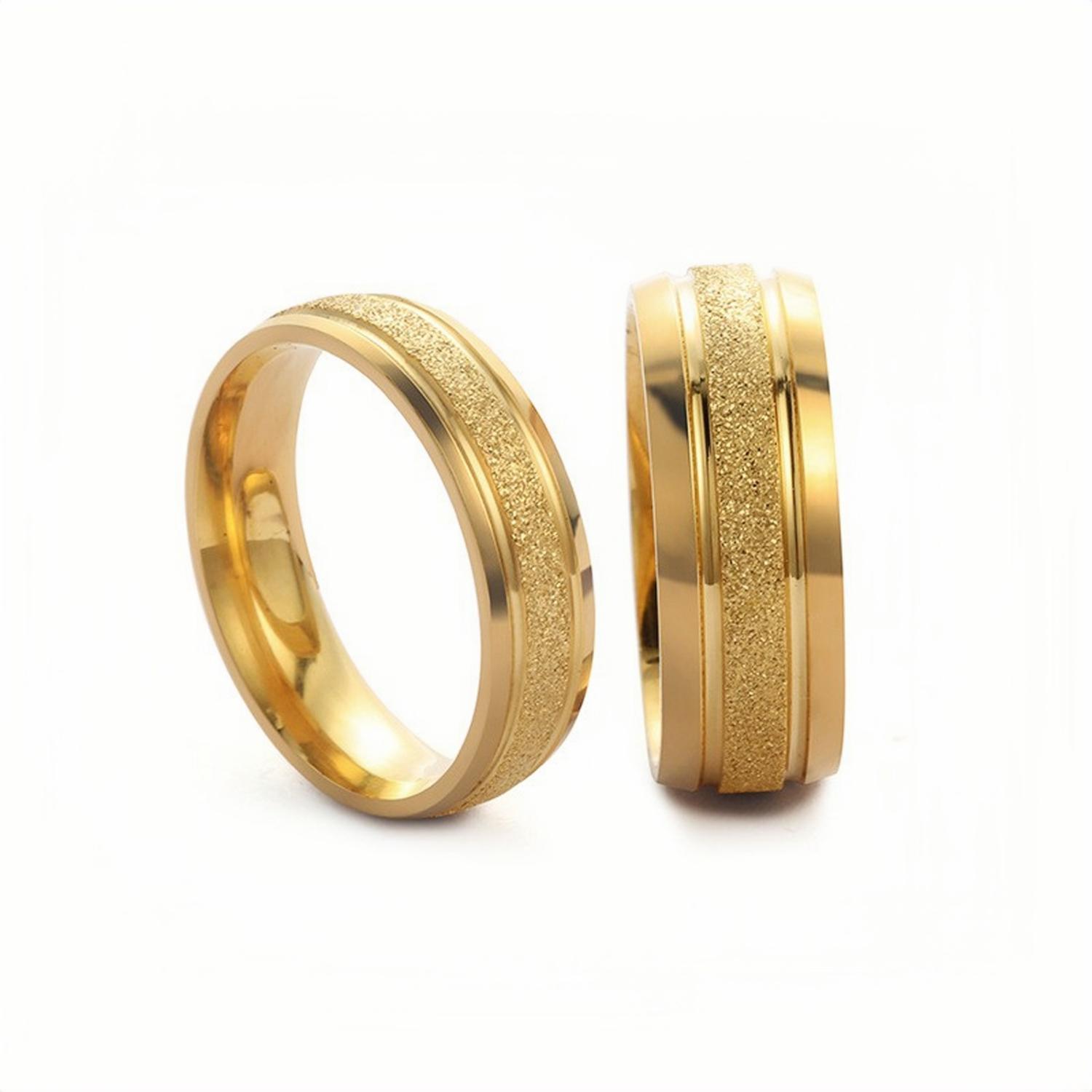 Engravable Simple Frosted Wide Rings For Couples In Titanium