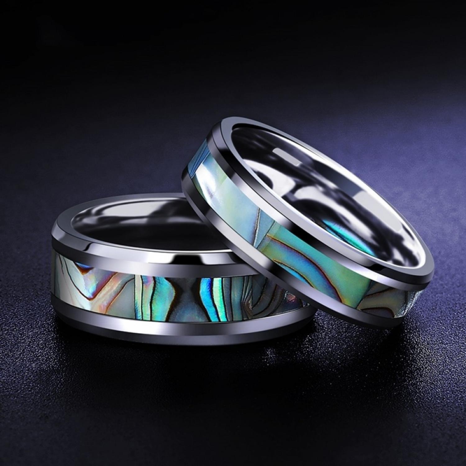 Unique Seashell Rings For Couples In Tungsten