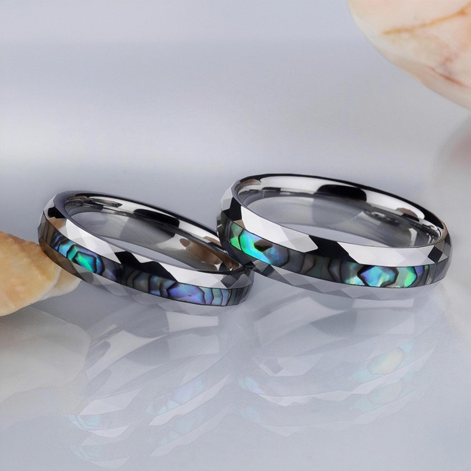 bimg_118_1 Engravable Unique Shell Rings For Couples In Tungsten