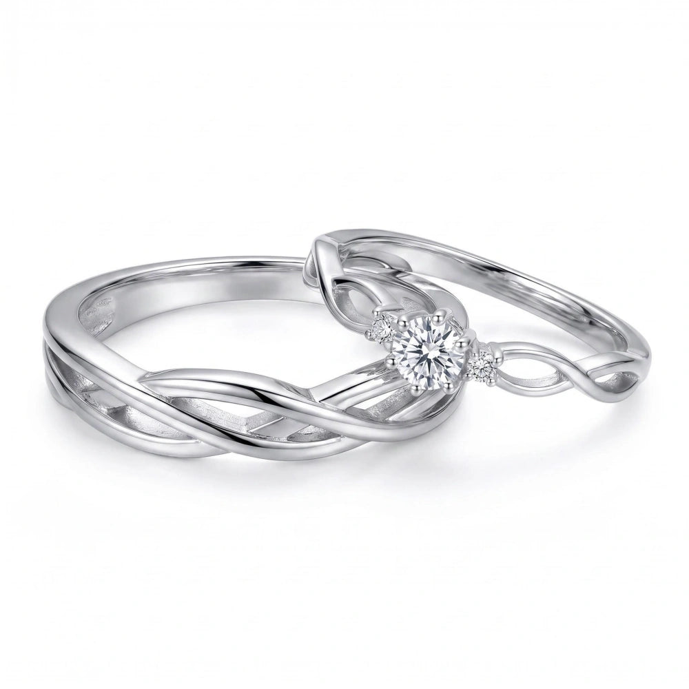 Engravable Infinity Knot Sterling Silver Couple Promise Rings