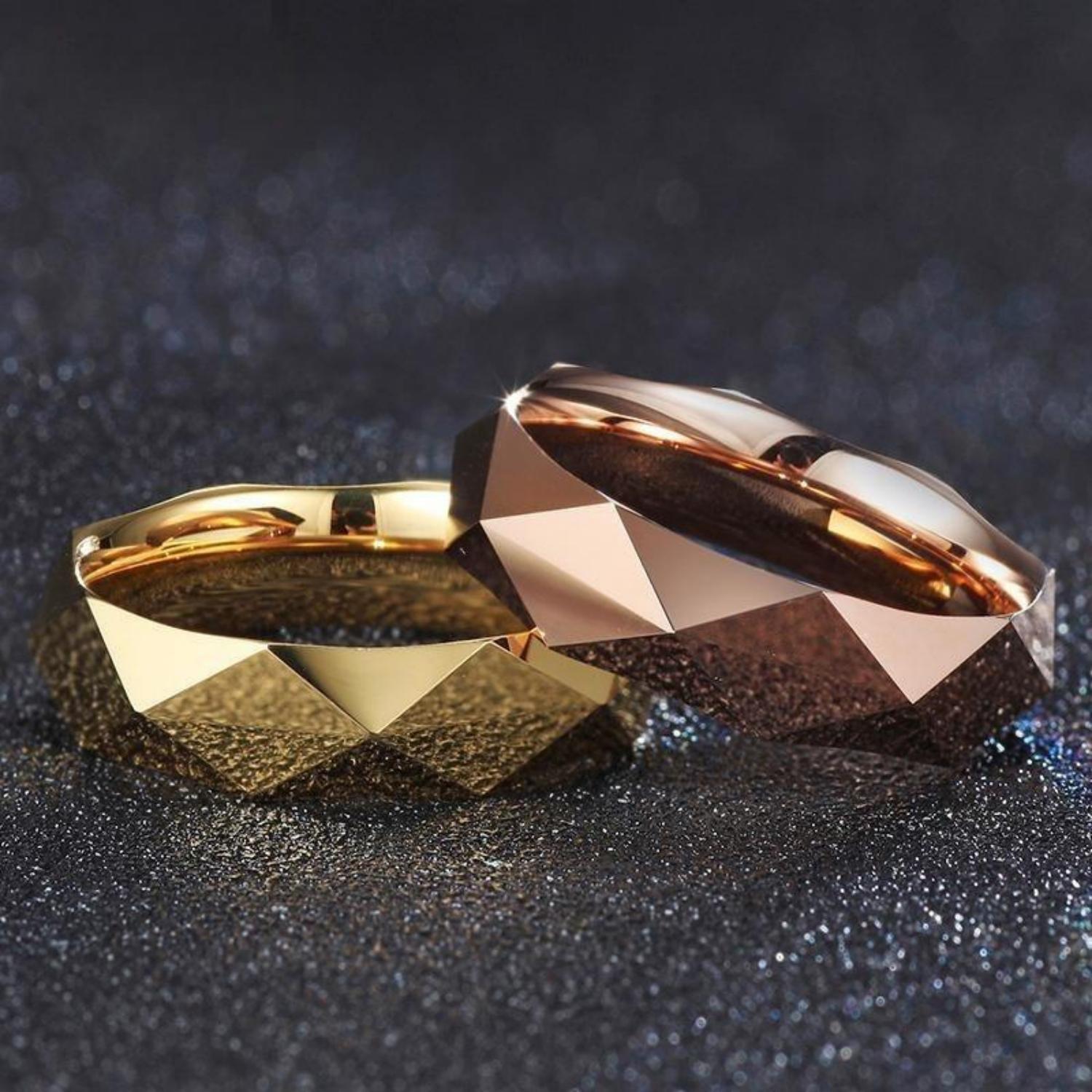 bimg_126_1 Engravable Simple Rhombic Cut Couple Rings In Tungsten