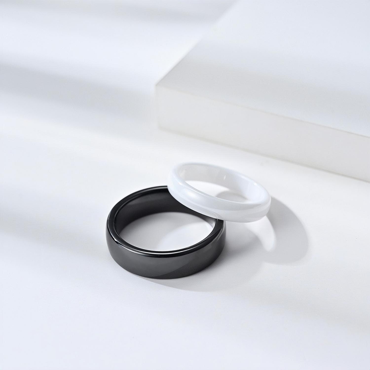 Day And Night Simple Ceramic Rings For Couples