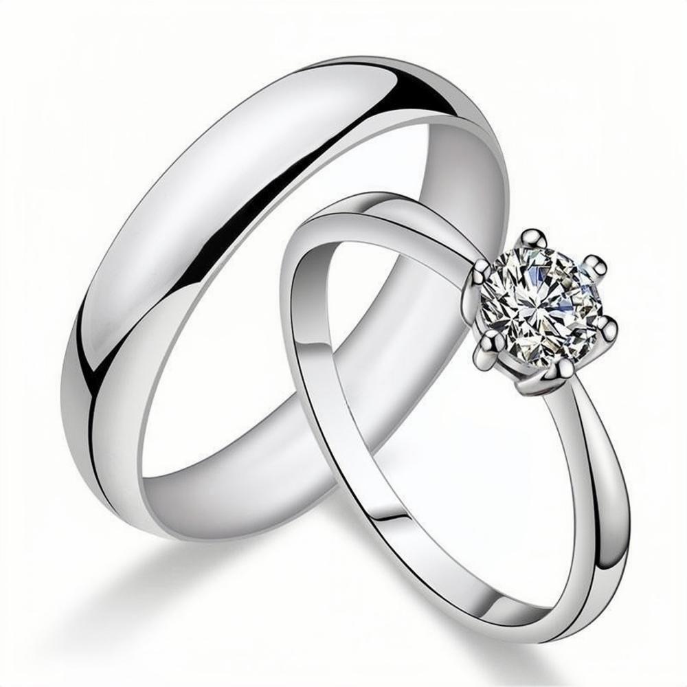 Engravable Simple Matching Promise Rings For Couples In Sterling Silver