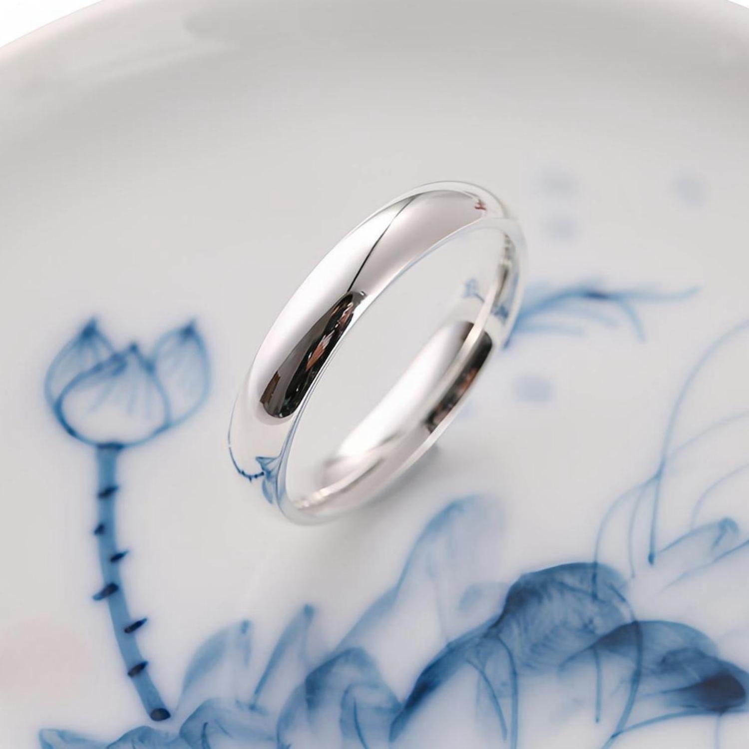 Engravable Simple Matching Promise Rings For Couples In Sterling Silver