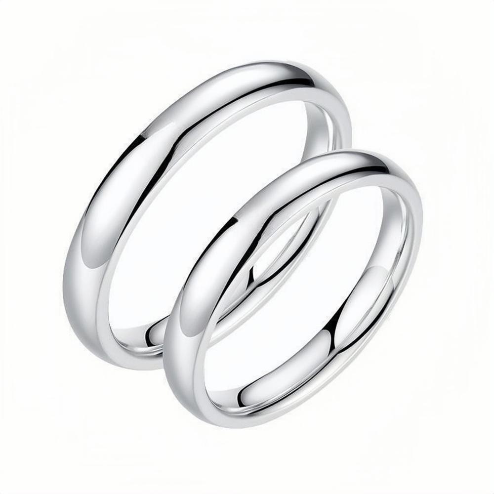 Engravable Simple Couple Promise Rings In Sterling Silver