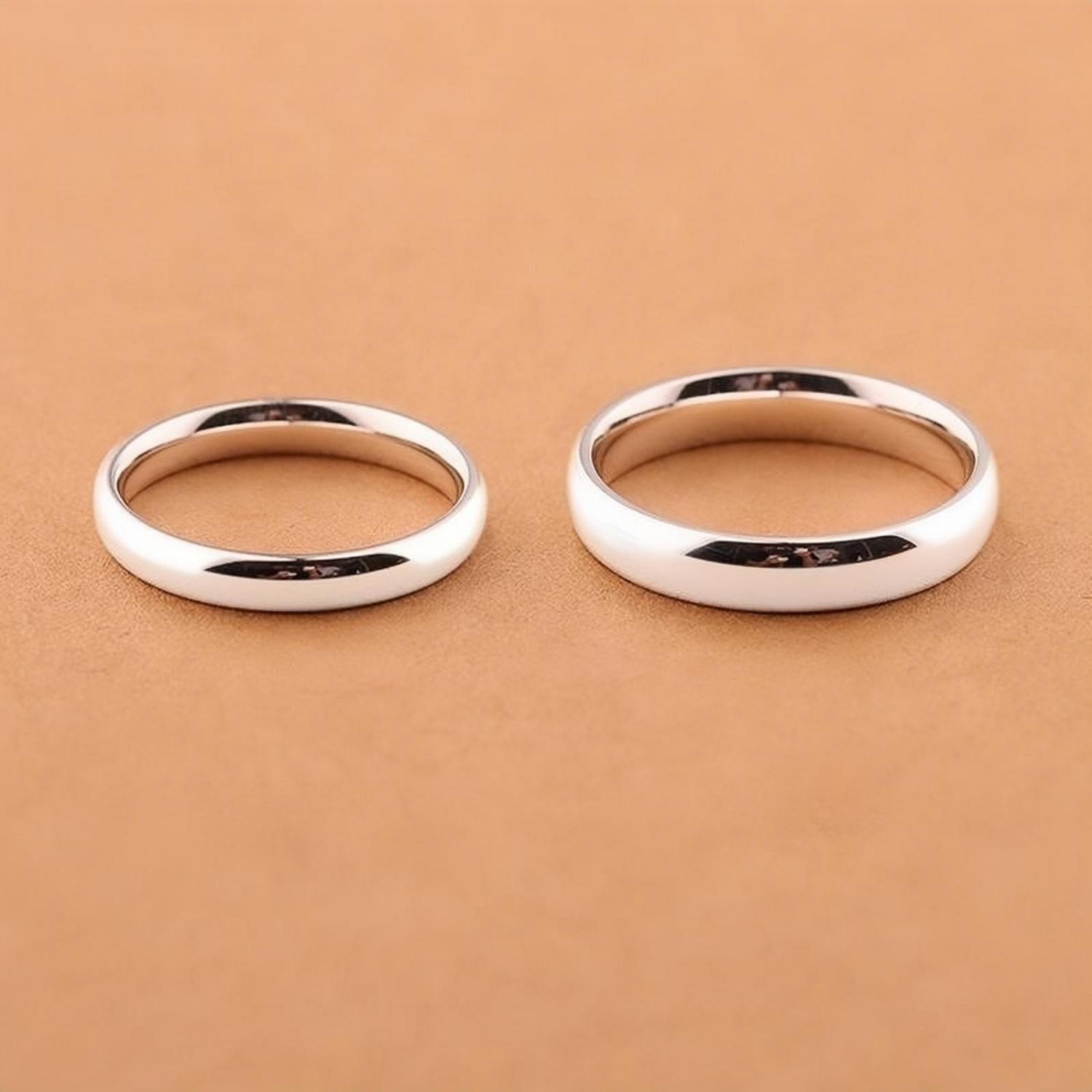 Engravable Simple Couple Promise Rings In Sterling Silver