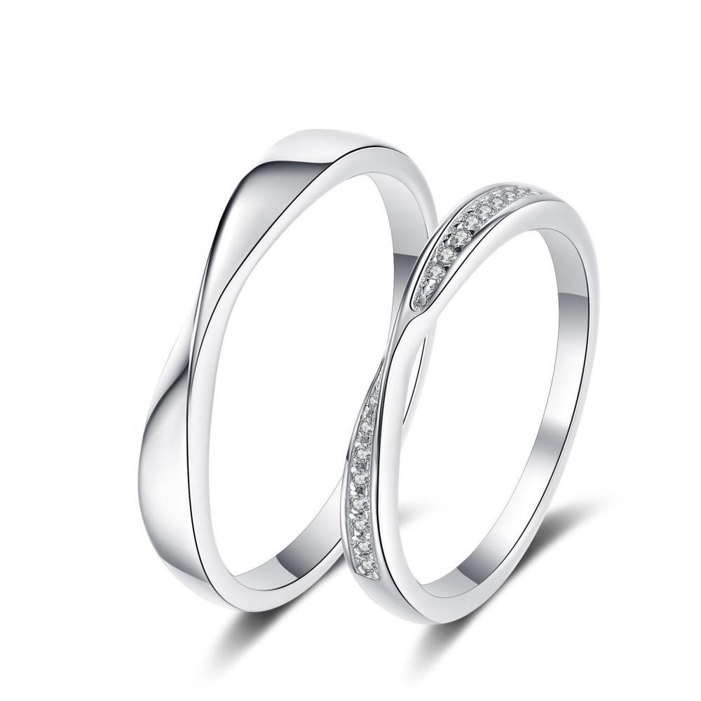 Engravable Matching Infinity Promise Rings Sets In Sterling Silver