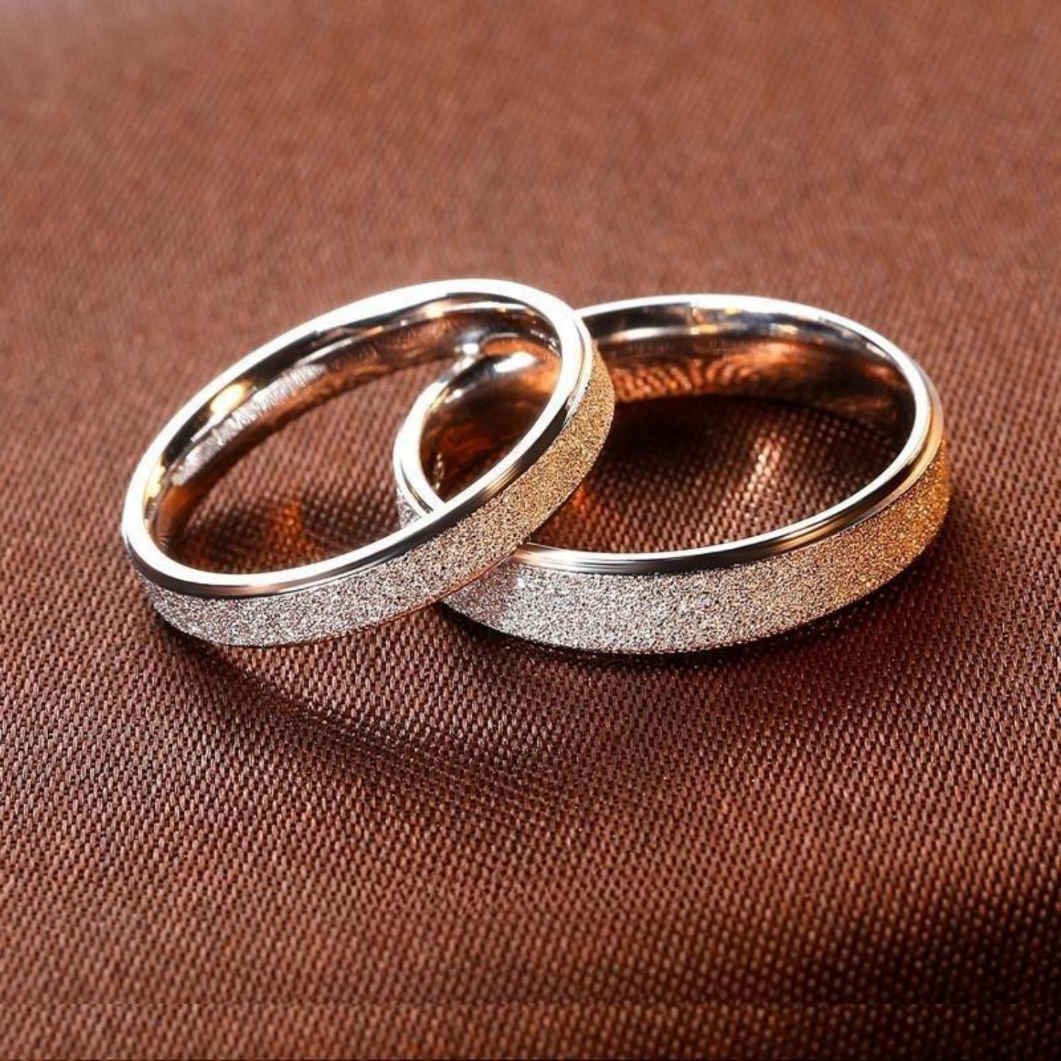 Engravable Simple Frosted Rings For Couples In Sterling Silver