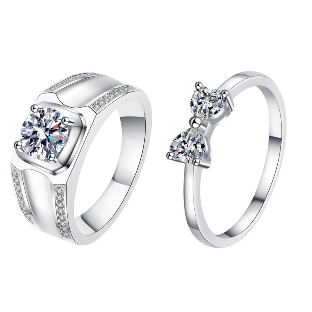 bimg_143_0 Engravable Unique Moissanite Butterfly Promise Rings Sets In Sterling Silver