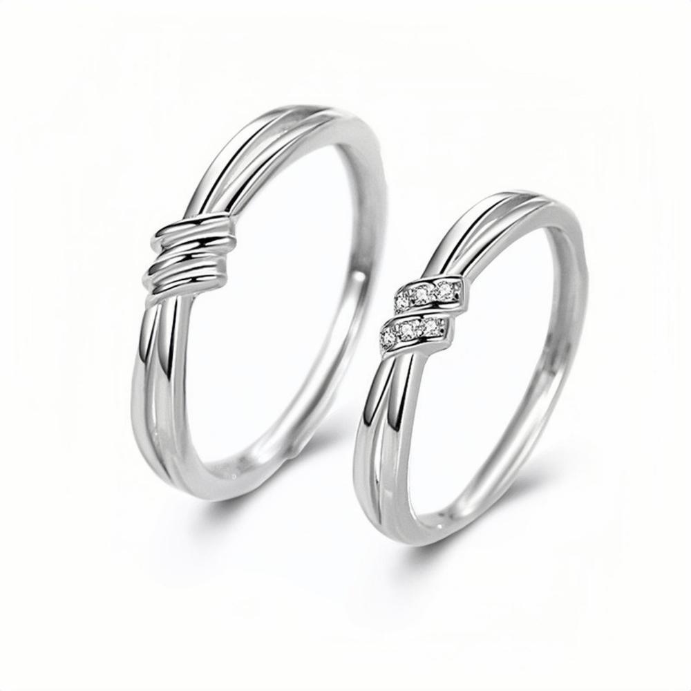 Engravable Infinity Knot Matching Promise Rings Sets In Sterling Silver