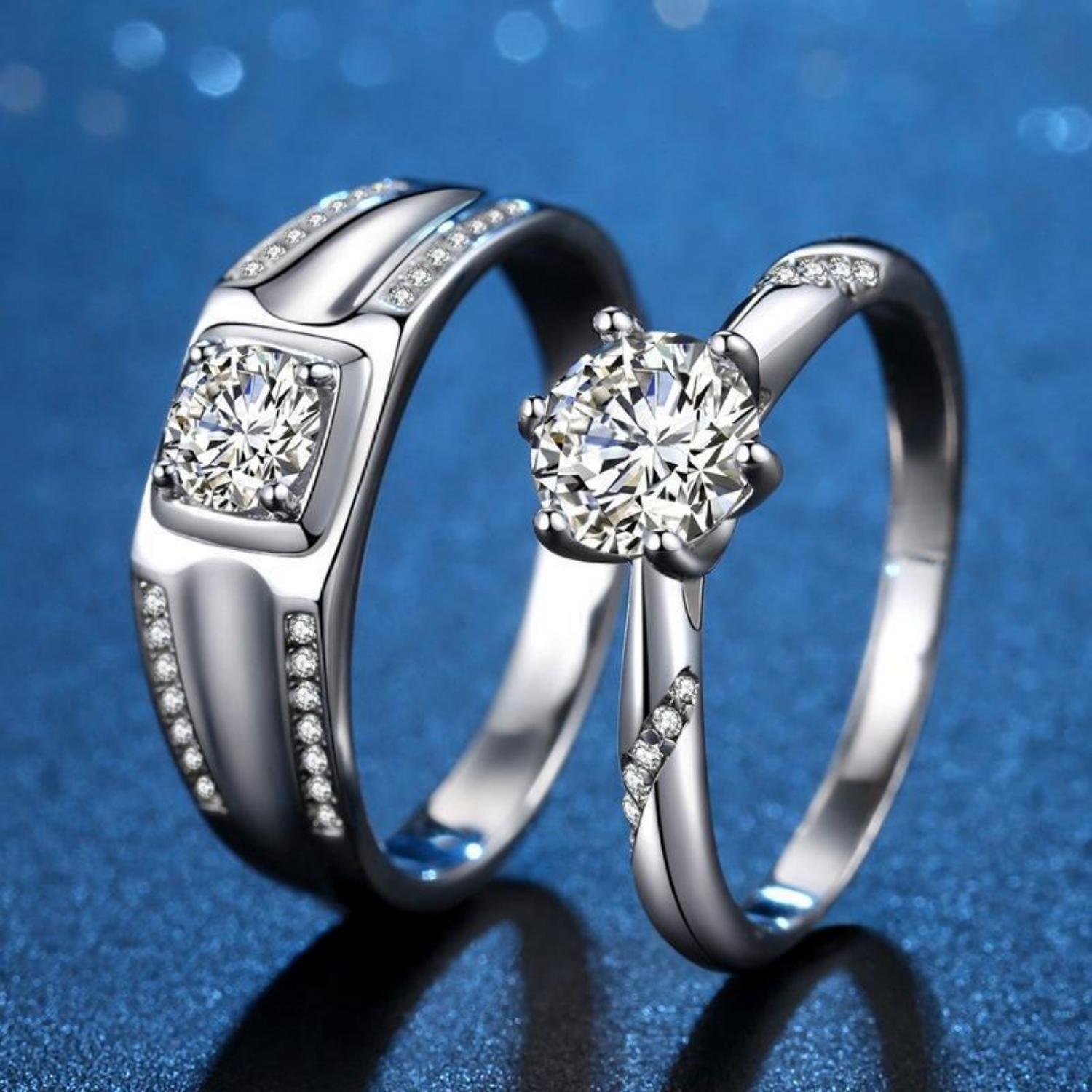 bimg_146_1 Engravable Matching Moissanite Wedding Band Sets In Sterling Silver
