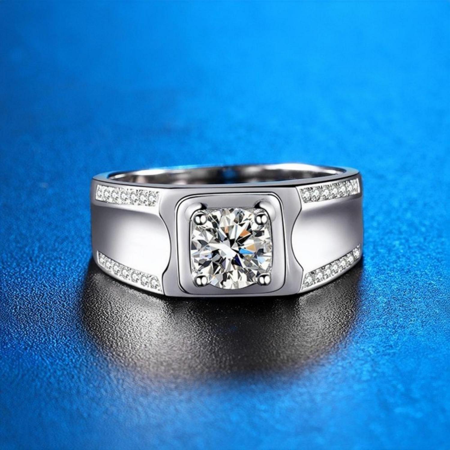 Engravable Cluster Moissanite Promise Rings Sets In Sterling Silver