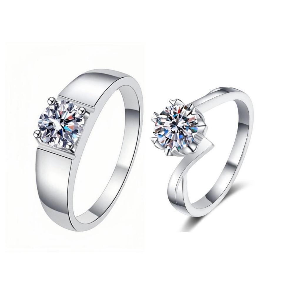 bimg_151_0 Engravable Solitaire Moissanite Wedding Rings Sets In Sterling Silver