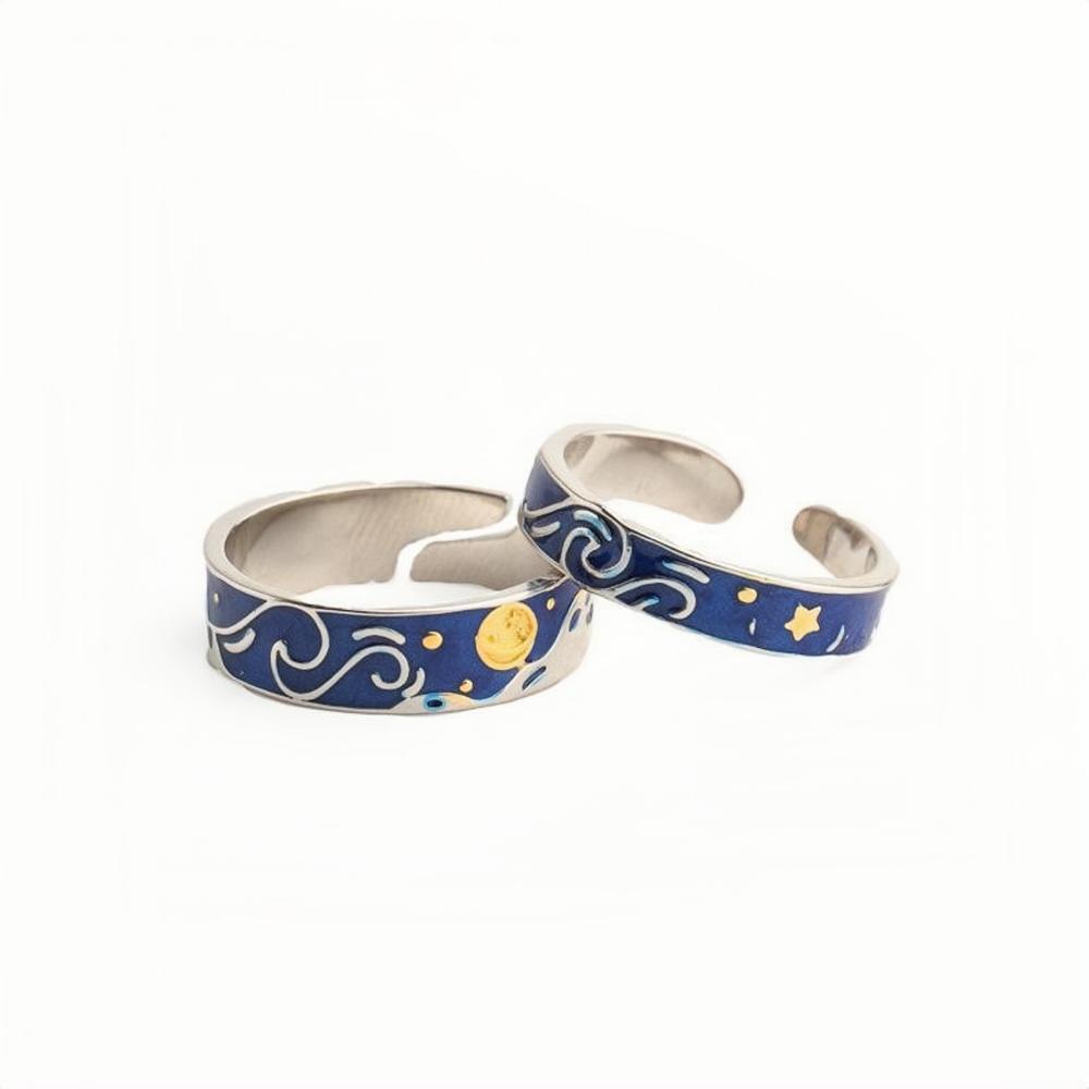 bimg_154_0 Unique The Starry Night Promise Rings For Couples In Sterling Silver