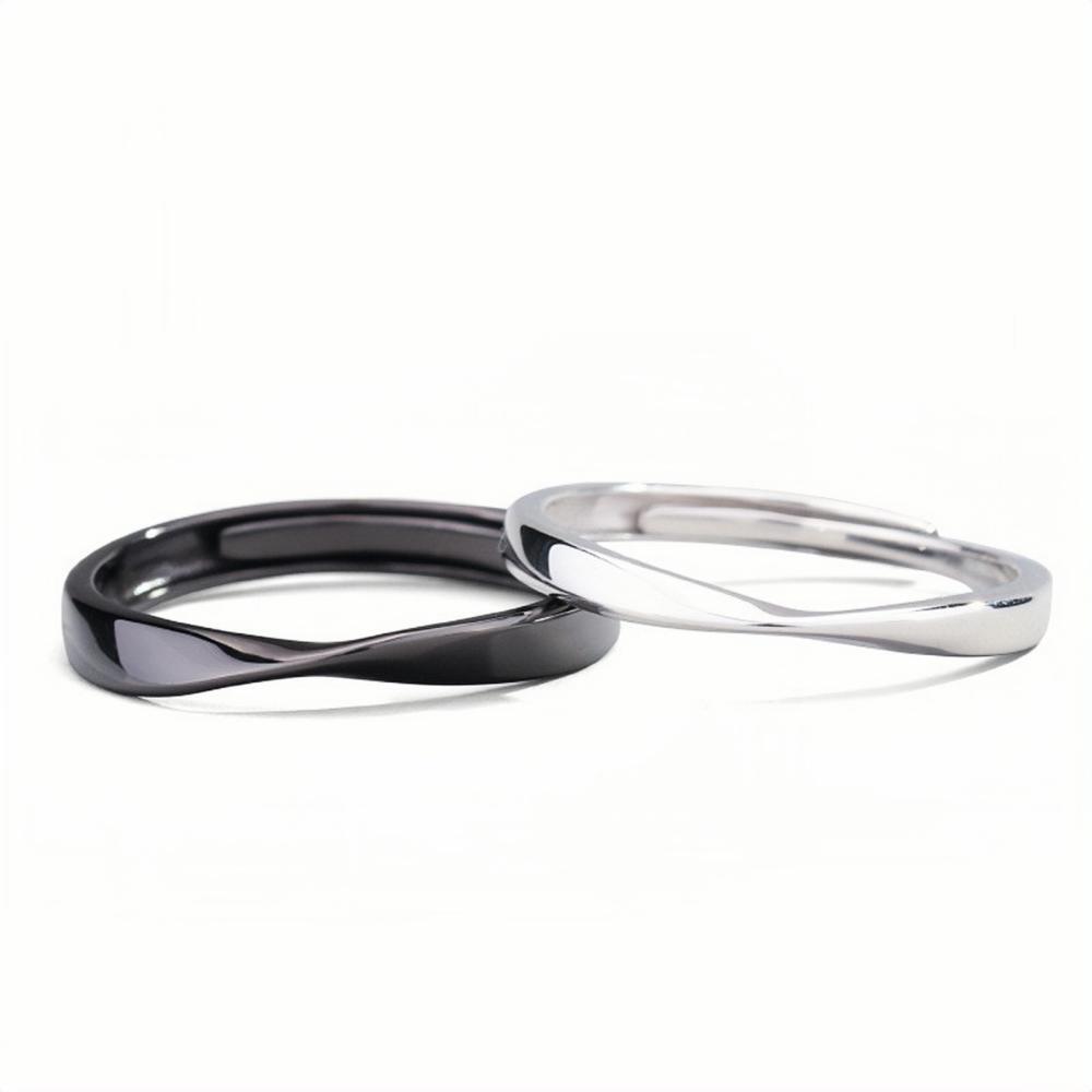 Adjustable Day And Night Infinity Love Couple Rings In Sterling Silver