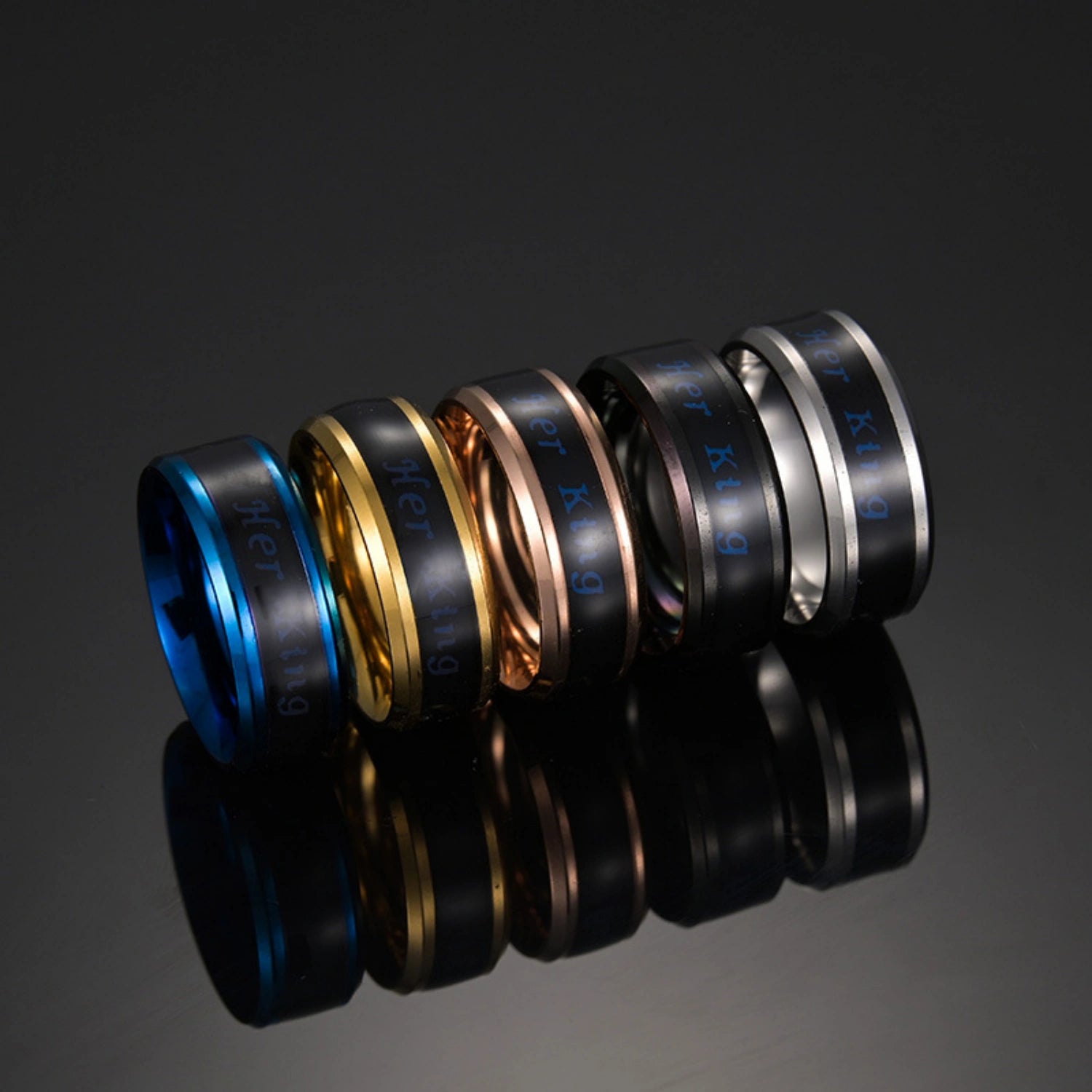 Engravable Temperature Sensing Her King His Queen Couple Rings
