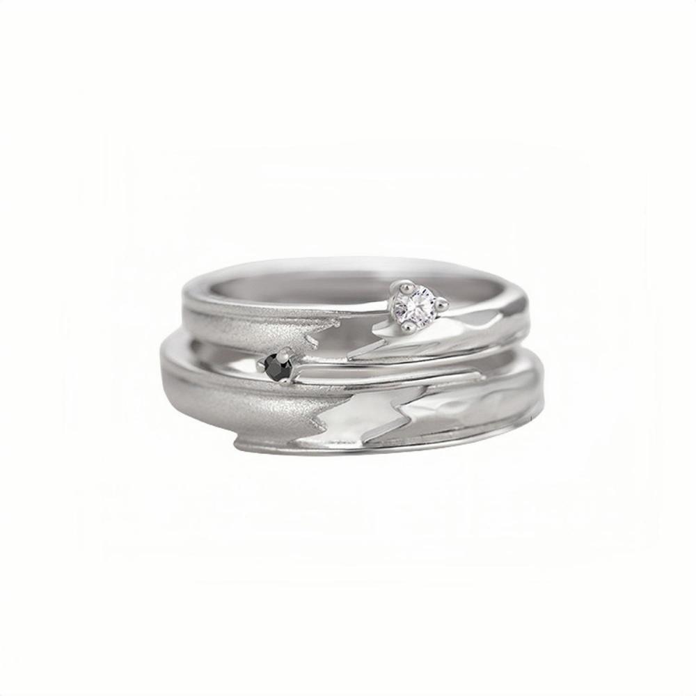 Adjustable Heartbeat Promise Ring For Couples In Sterling Silver