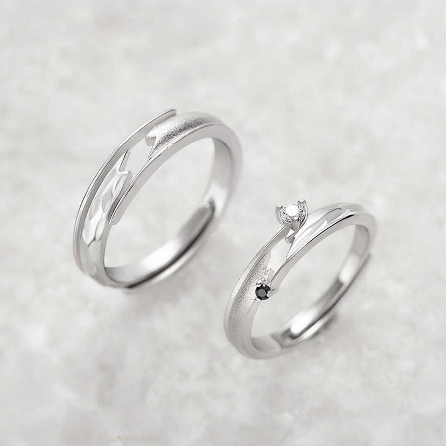 Adjustable Heartbeat Promise Ring For Couples In Sterling Silver