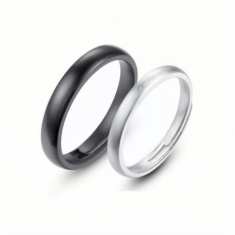 Adjustable Day And Night Promise Rings For Couples In Sterling Silver