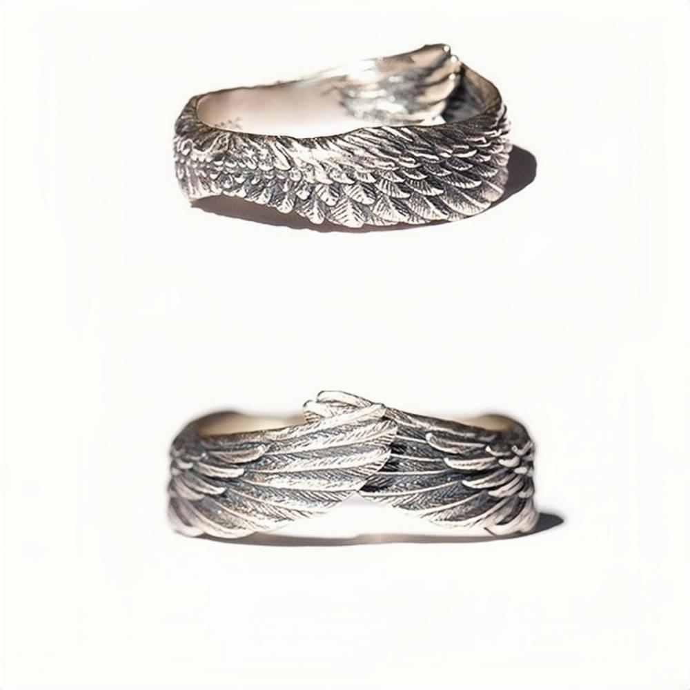 Adjustable Angel Wings Promise Rings For Couples In Sterling Silver