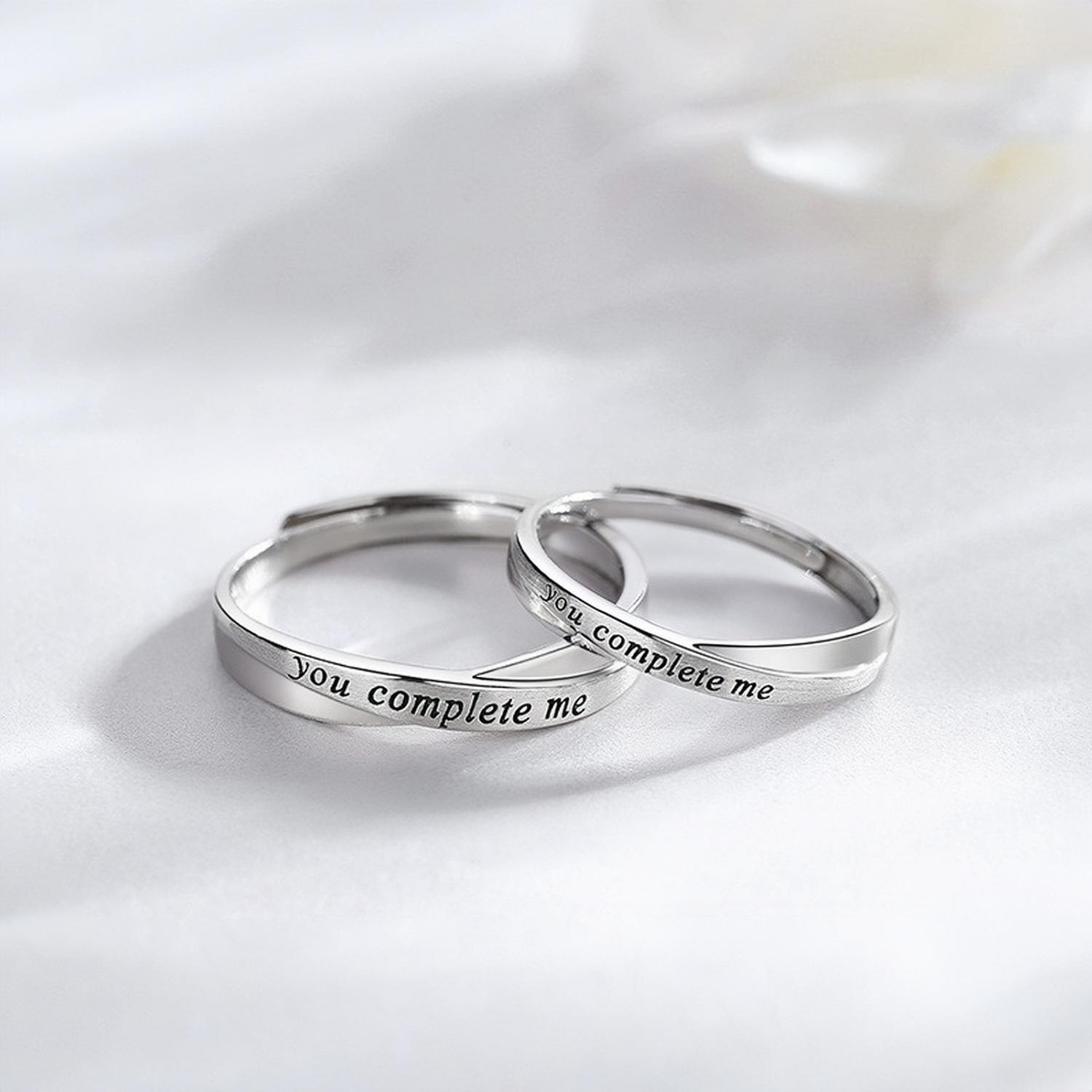 bimg_181_1 Adjustable You Complete Me Infinity Promise Rings Sets In Sterling Silver