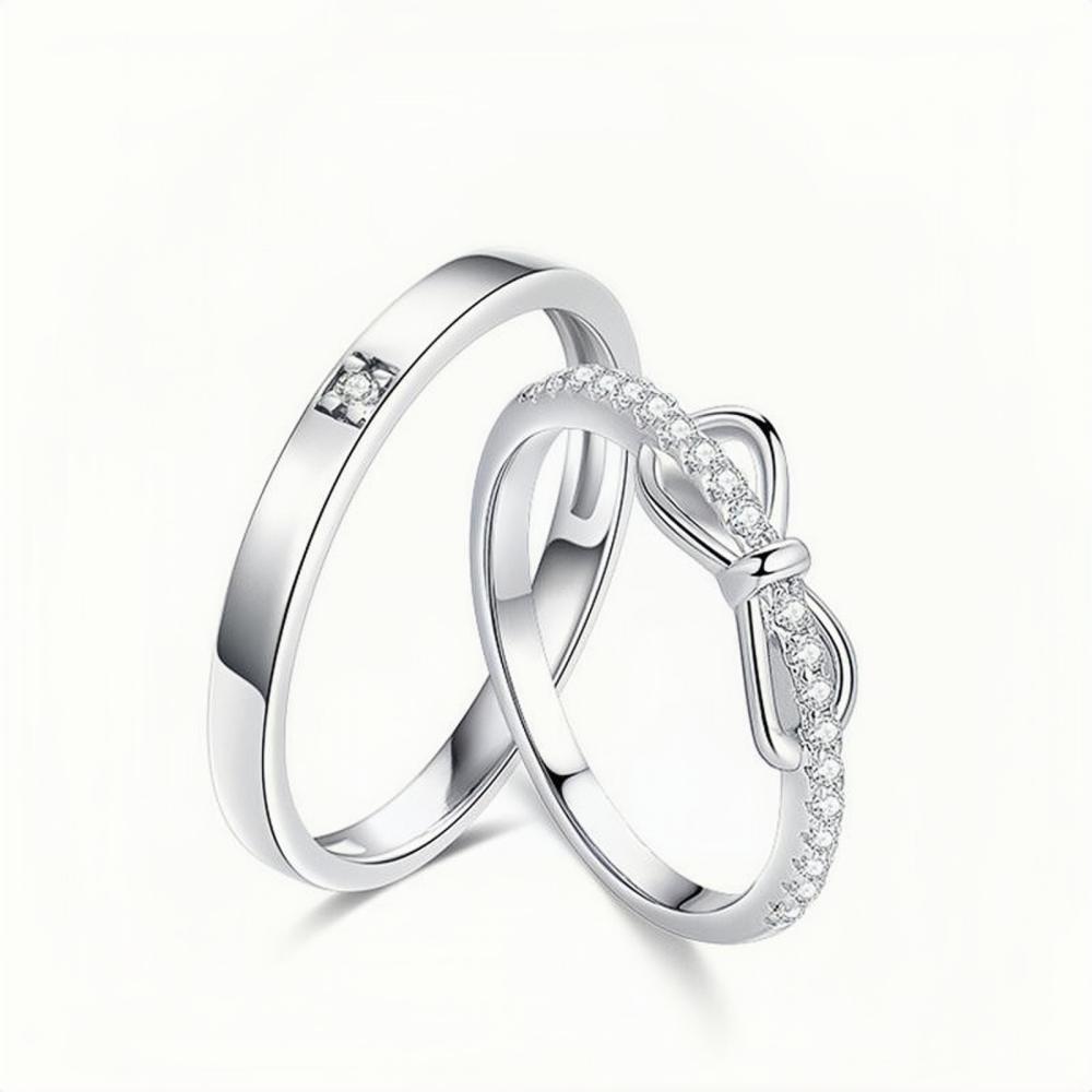 Adjustable Infinity Love Promise Rings Sets In Sterling Silver