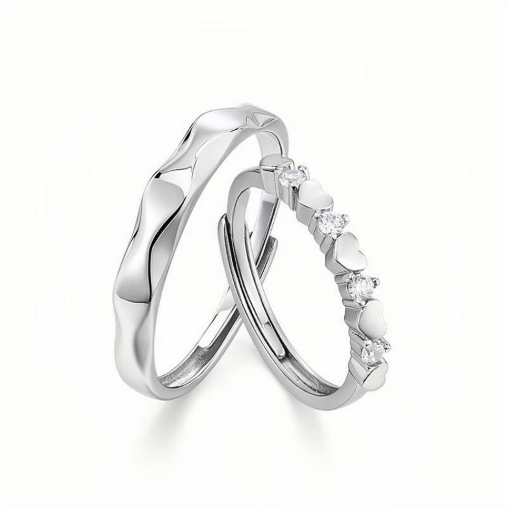 Adjustable Infinity Love Matching Heart Promise Rings Sets In Sterling Silver