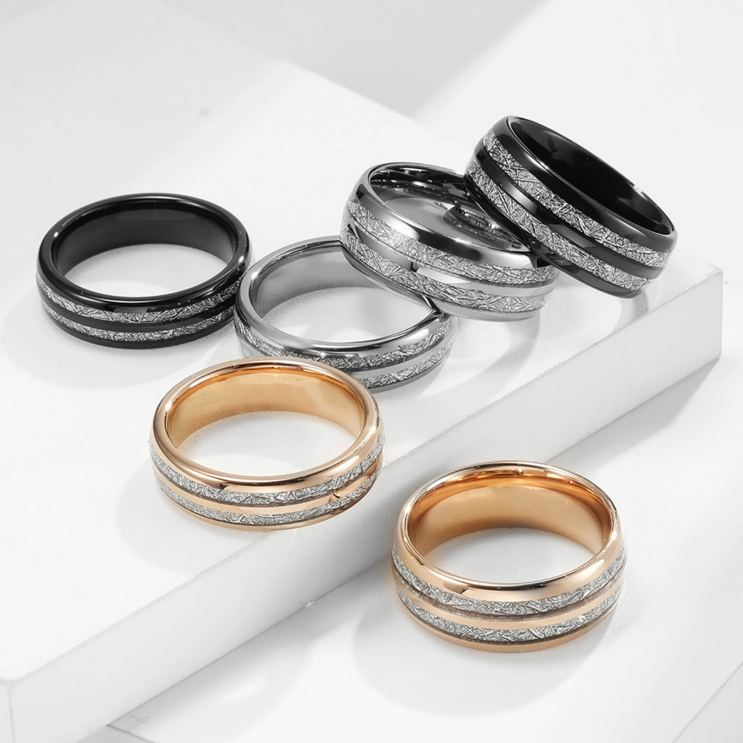 bimg_192_1 Engravable Matching Ice Silk Tungsten Couples Wedding Bands