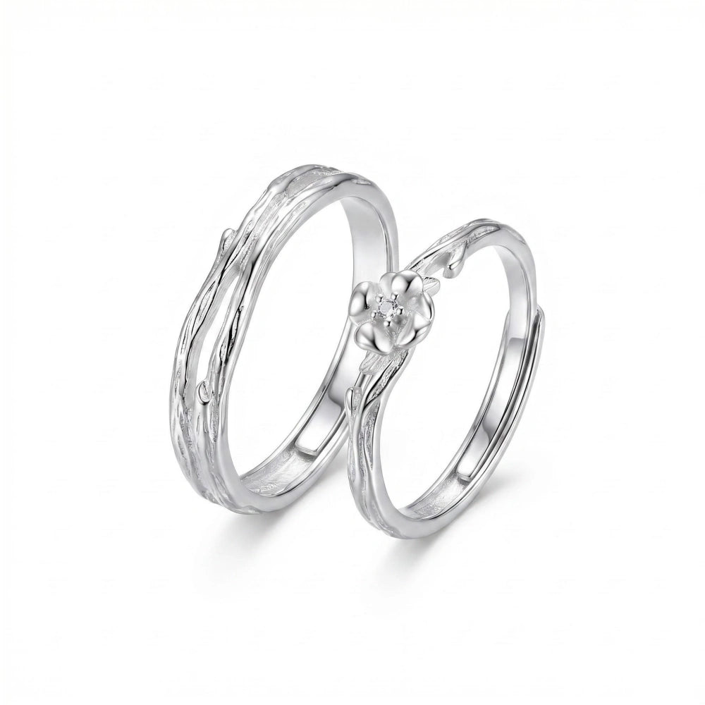 Adjustable Thorns And Roses Silver Knot Couple Promise Rings