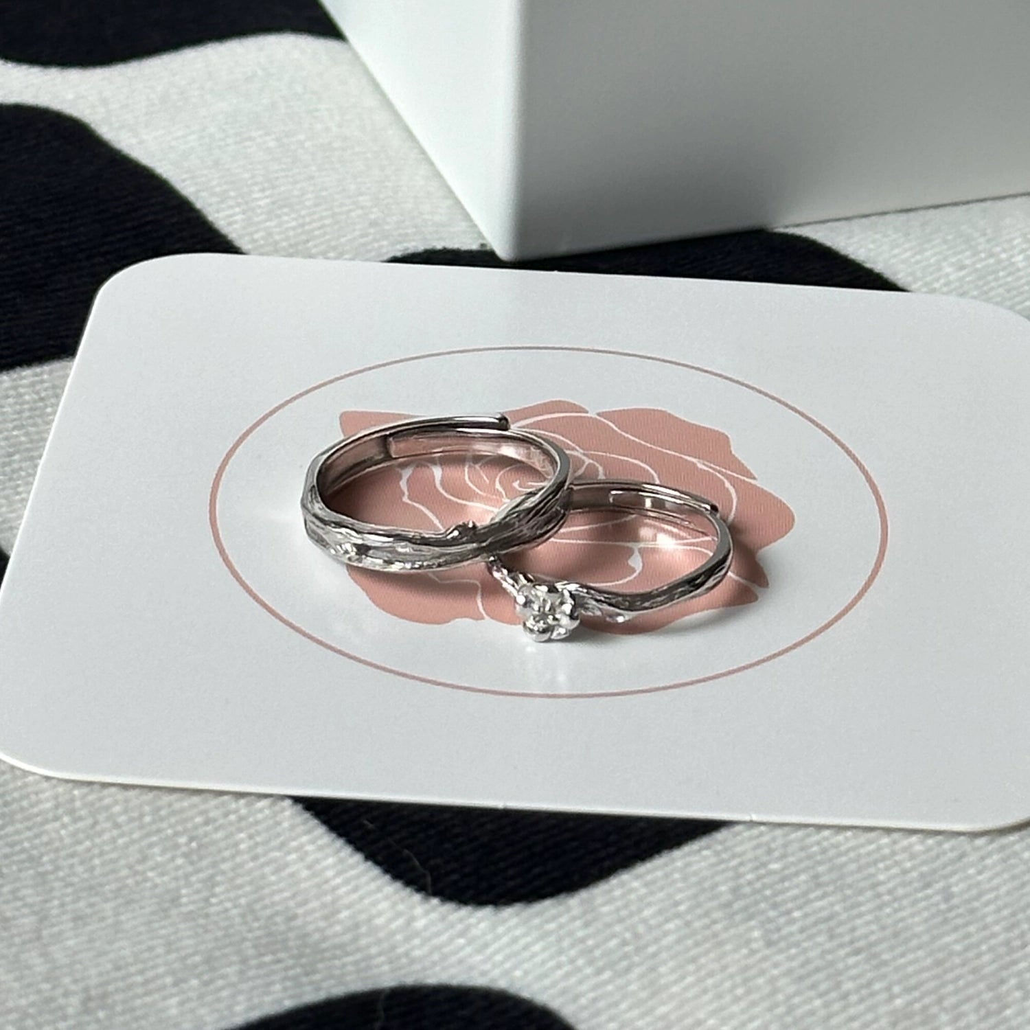 Adjustable Thorns And Roses Silver Knot Couple Promise Rings