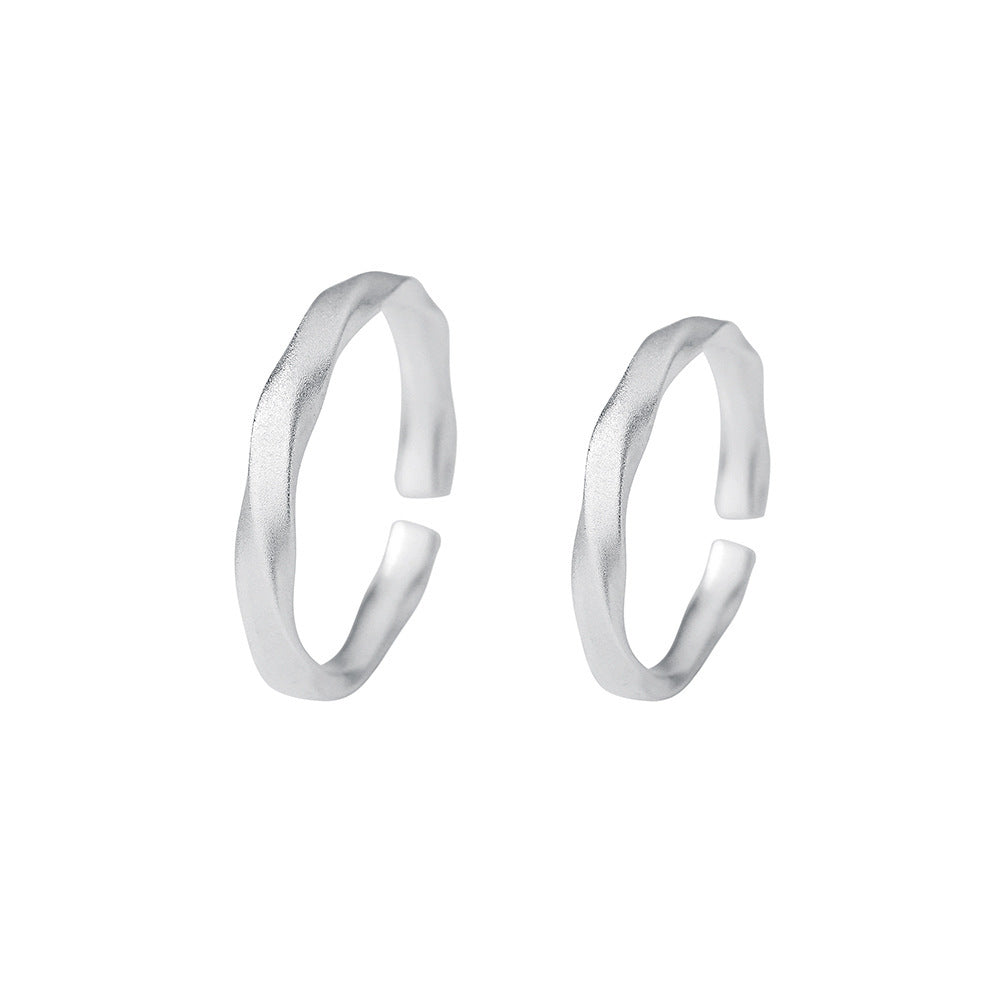 Adjustable Frosted Infinity Silver Promise Rings For Couples