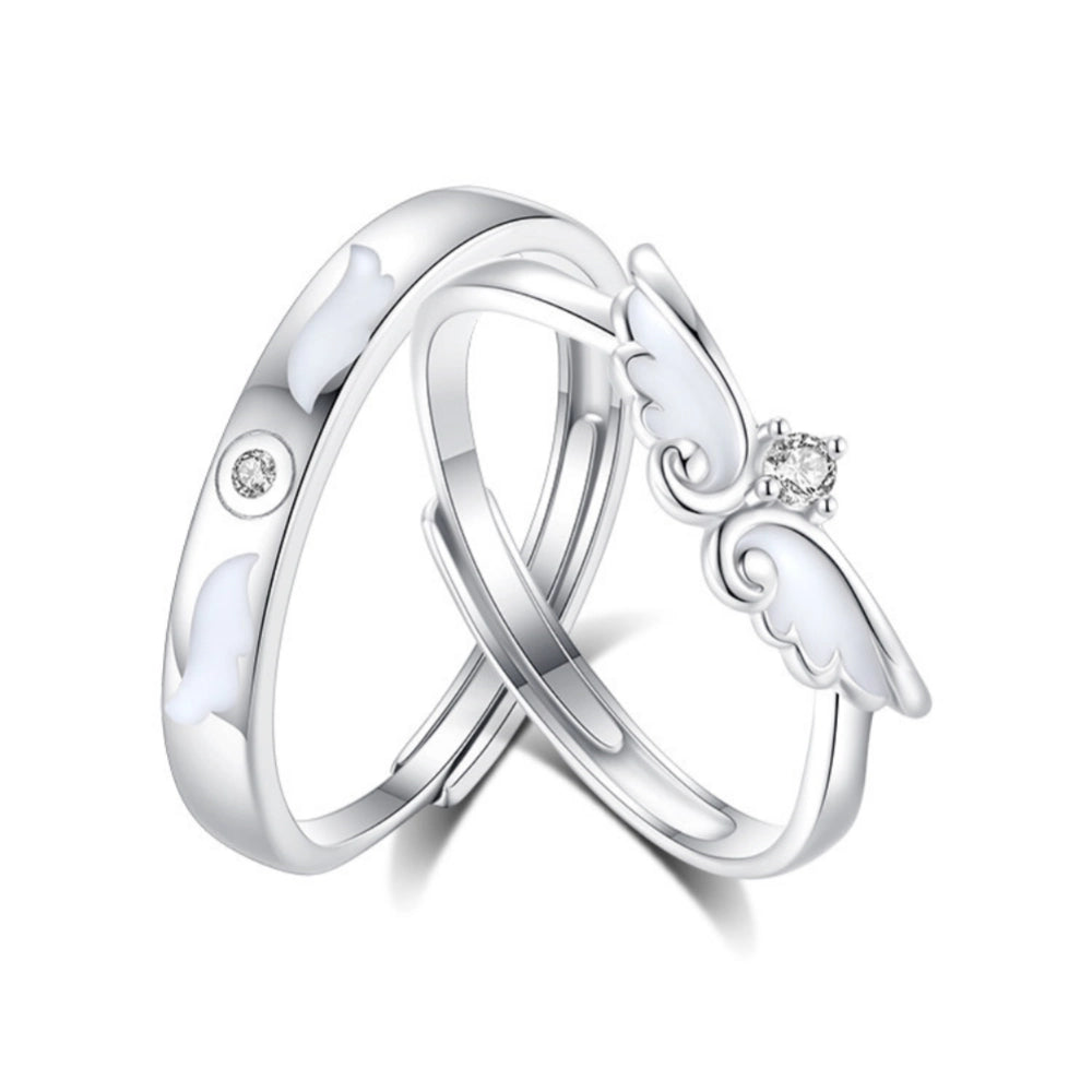 bimg_198_0 Adjustable Glow In The Dark Angel Wings Silver Couple Promise Rings