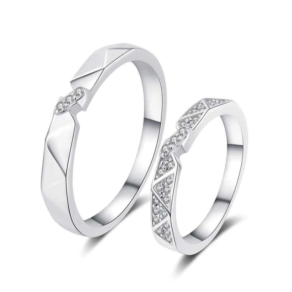 bimg_19_0 Engravable Sweet Love Knot Moissanite Silver Couple Promise Rings