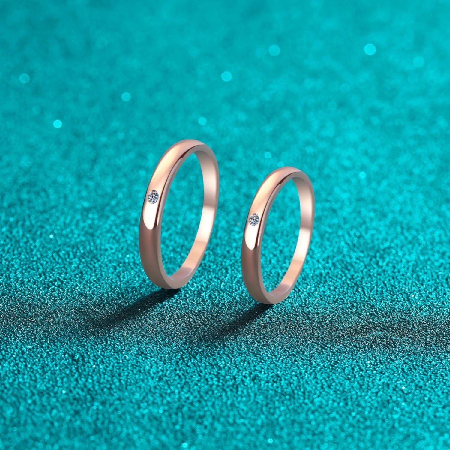 Engravable Simple Moissanite Sterling Silver Couple Promise Rings