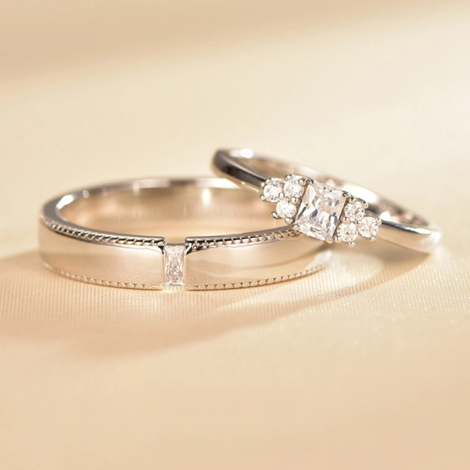 bimg_206_1 Engravable Solitaire Moissanite Silver Promise Rings For Couples