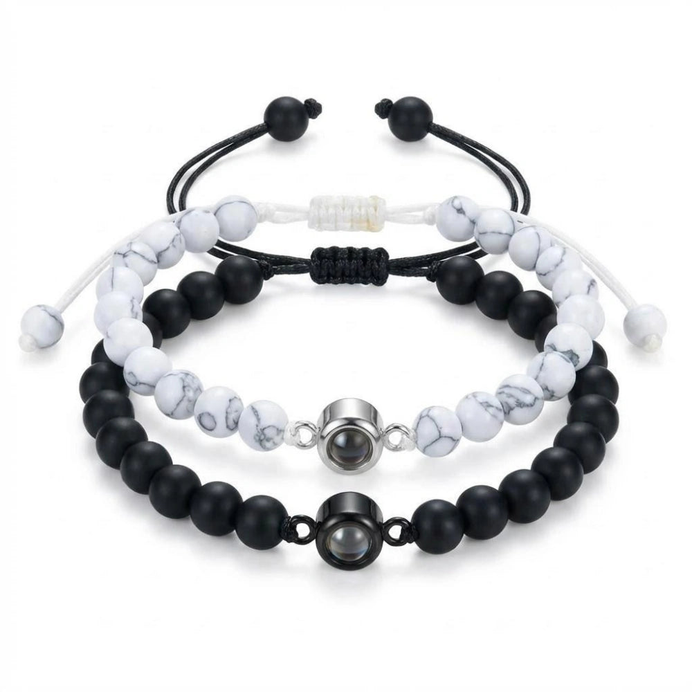 Long Distance Photo Projection Relationship Couple Beaded Bracelets
