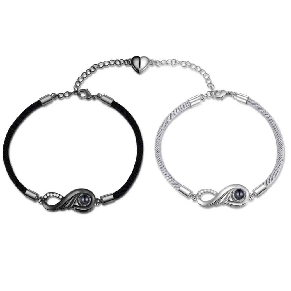 Personalized Magnetic Heart Infinity Photo Projection Couple Bracelets