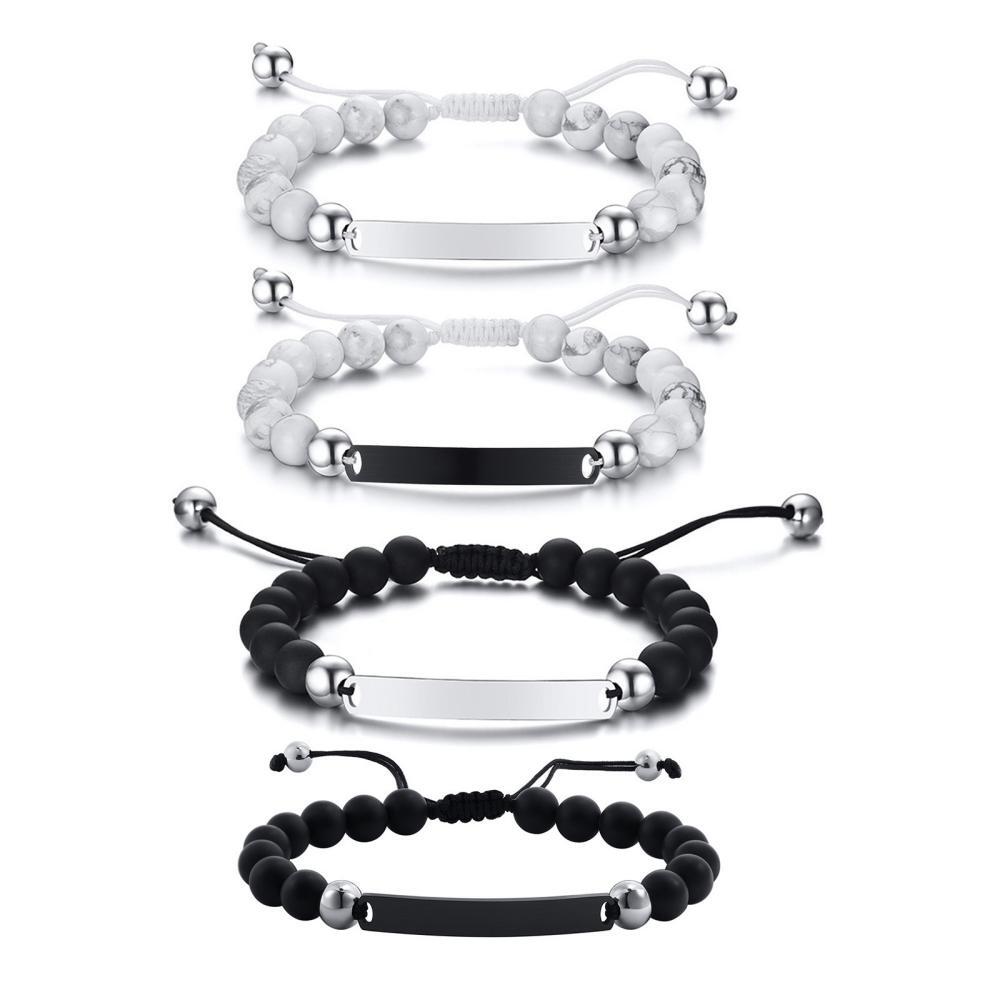 bimg_215_0 Engravable Matching Beaded Bracelets For Couples In Titanium