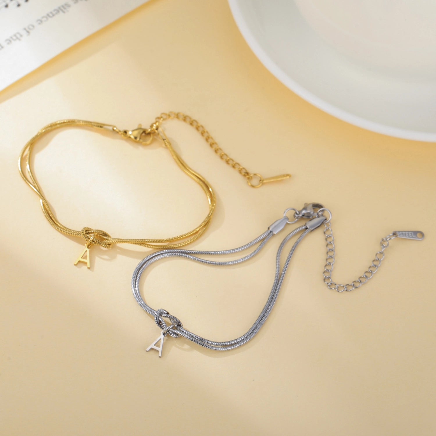 bimg_219_1 Infinity Knot Initials Charm Snake Chain Bracelets For Couples